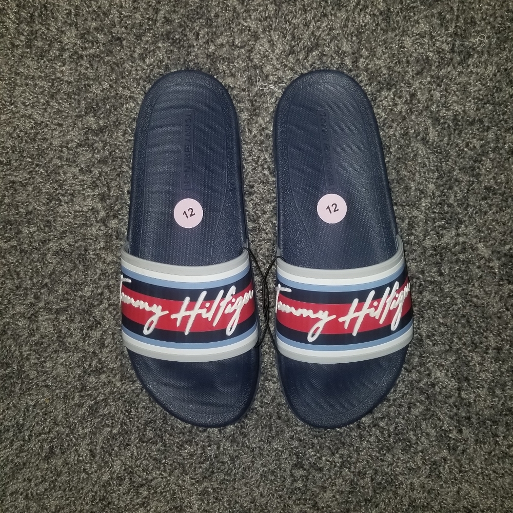 NEW Tommy Hilfiger Logo Slides Sandals size 12
